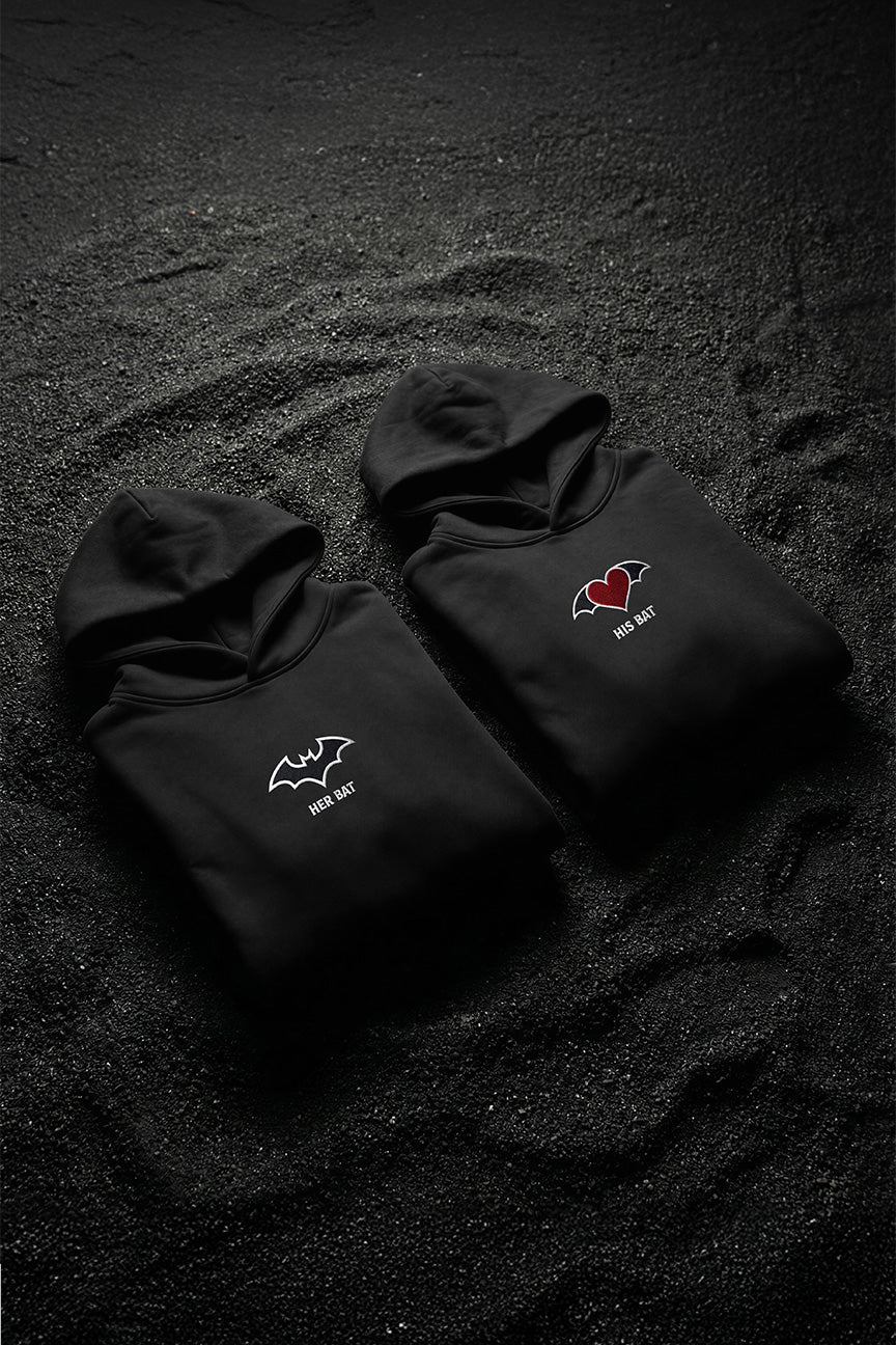 His Bat & Her Bat Couple Hoodies