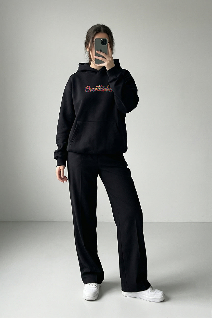 Overthinker Floral Embroidery Hoodie
