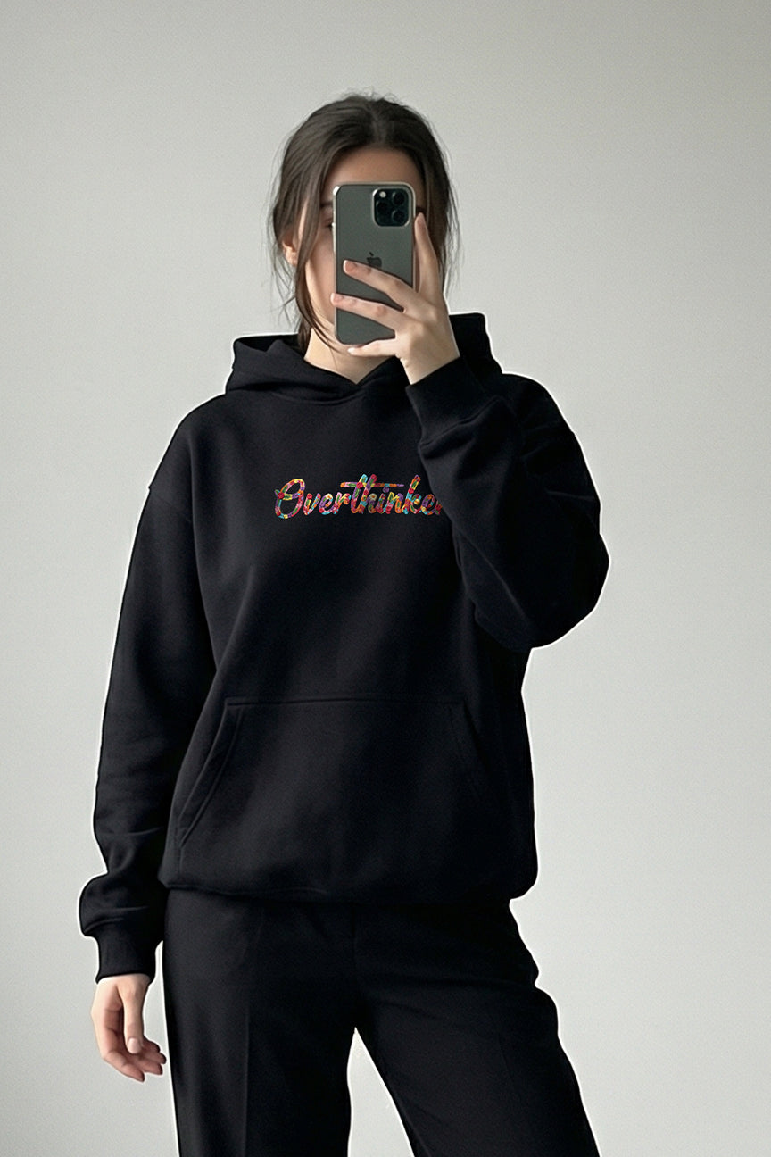 Overthinker Floral Embroidery Hoodie