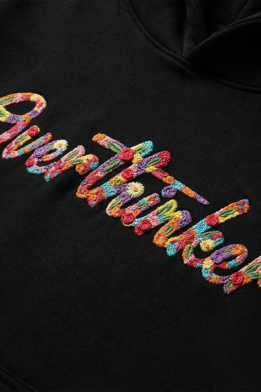Overthinker Floral Embroidery Hoodie