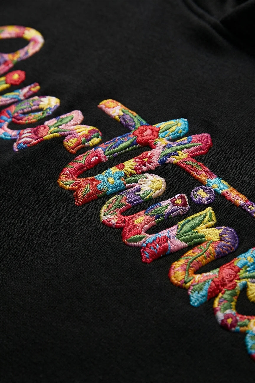 Overthinker Floral Embroidery Hoodie