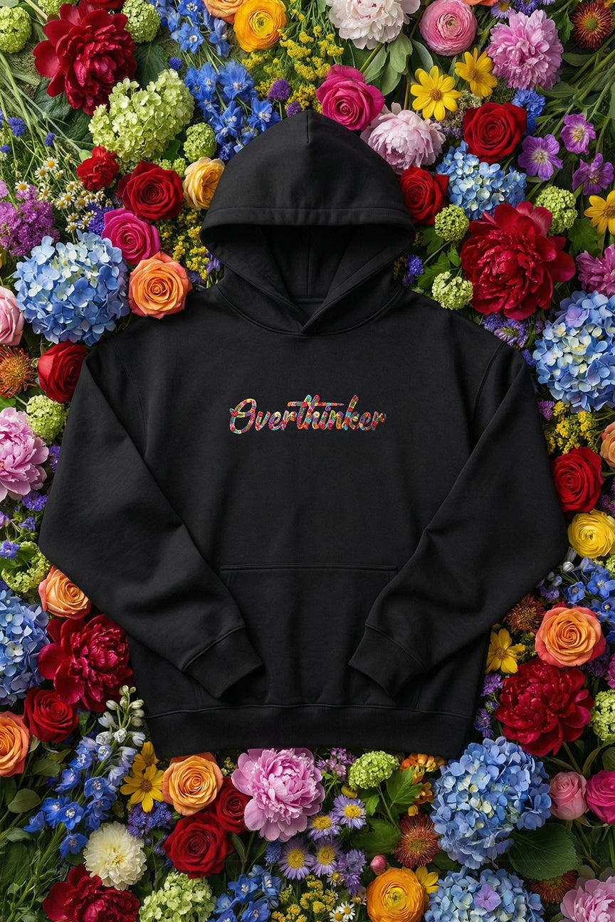 Overthinker Floral Embroidery Hoodie