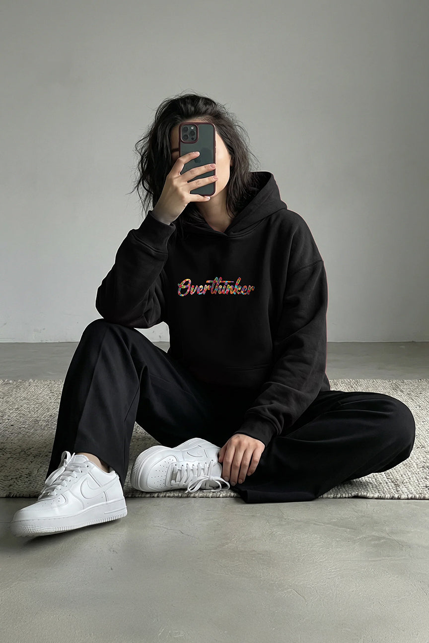 Overthinker Floral Embroidery Hoodie