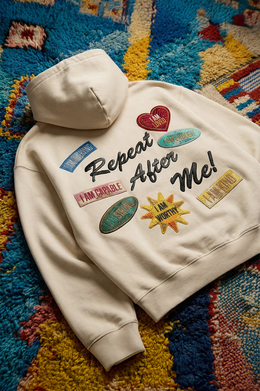 Repeat After Me Patchwork Hoodie