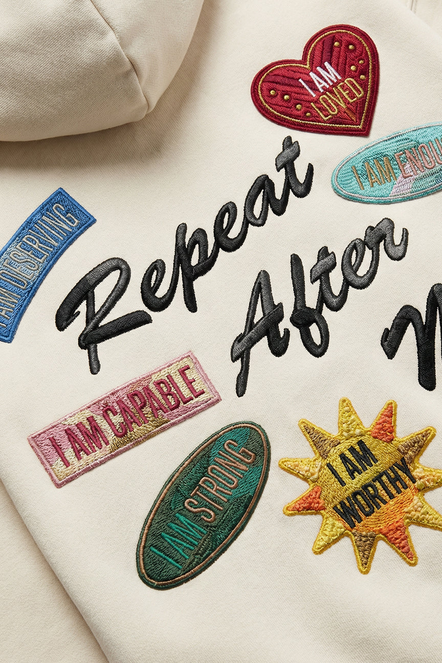 Repeat After Me Patchwork Hoodie