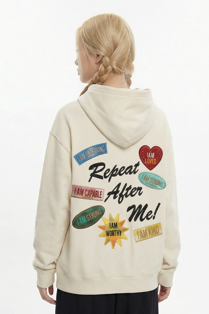 Repeat After Me Patchwork Hoodie