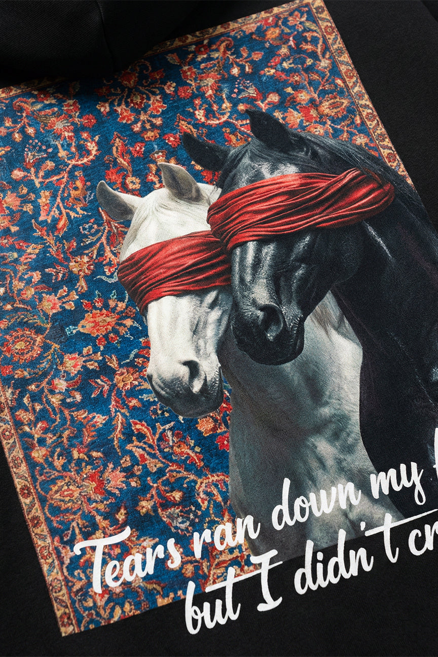 Tears Ran Down My Face Persian Carpet Horses Hoodie